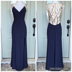 Glow Dress Navy Embellished Gown